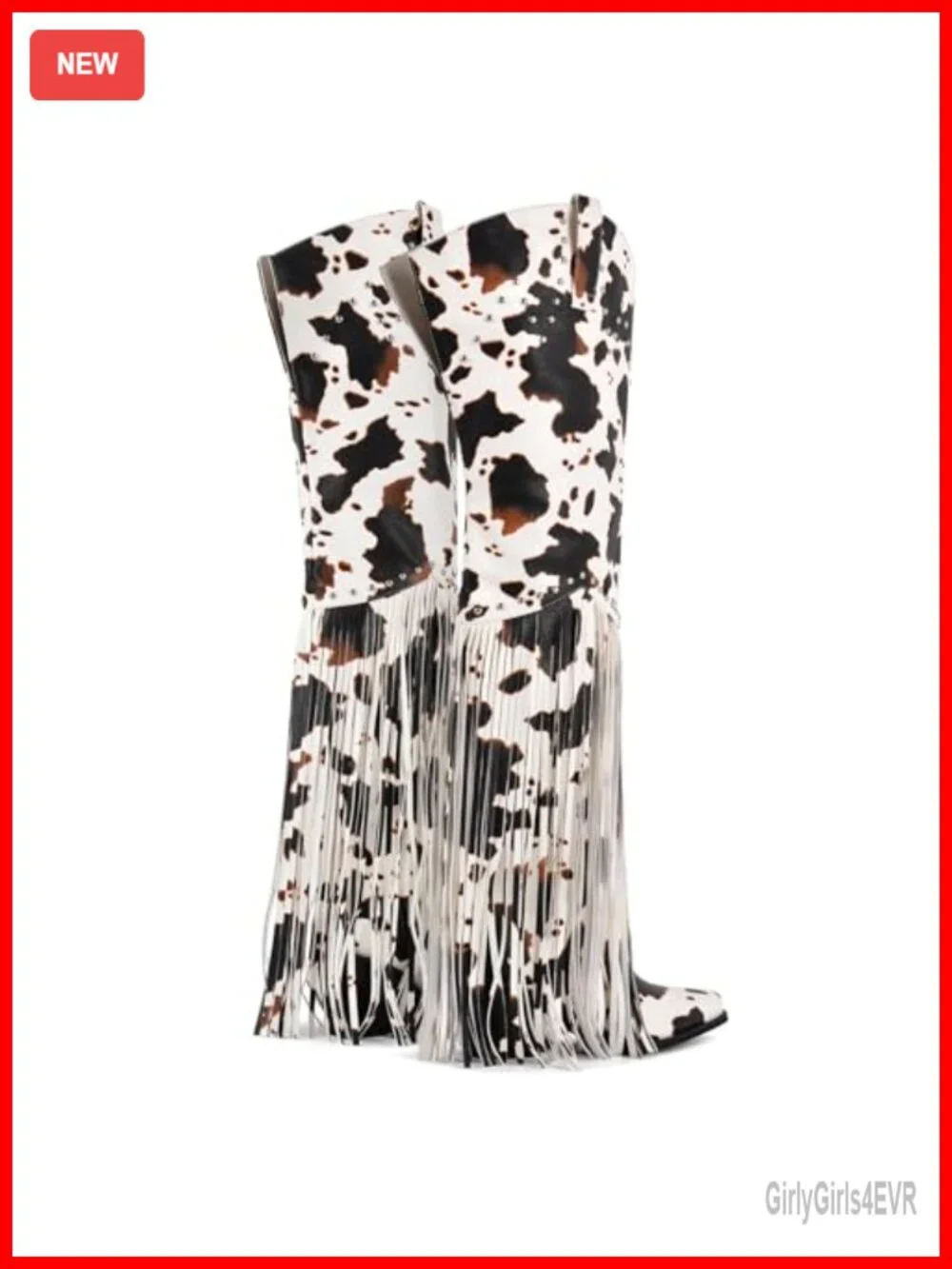 Fringe Over Knee Cowgirl Boots with Stacked Heel